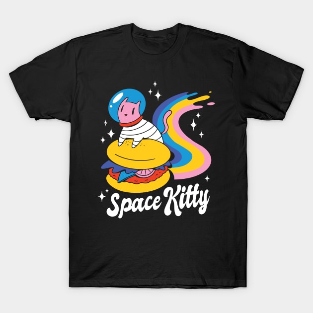 Space Cat Burger T-Shirt by Hmus